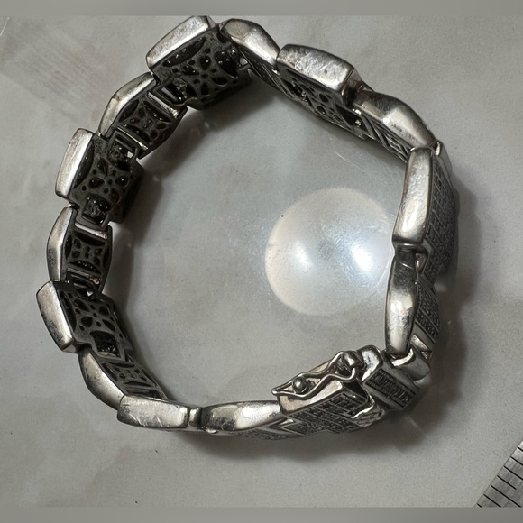 Men’s Iced Out Silver Tone Bracelet - Picture 2 of 3